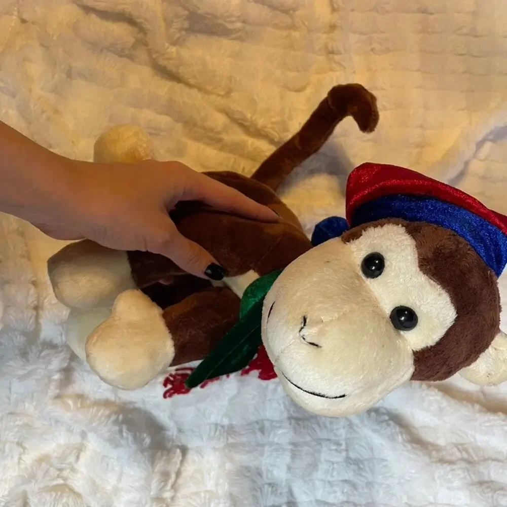 Christmas‎ Plush Monkey Stuffed Animal Brown Red Green Posable Holiday